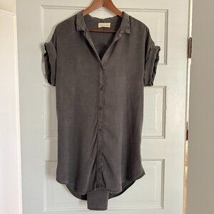 Anthropologie Cloth & Stone Charcoal Tencel Tunic Blouse — Size M